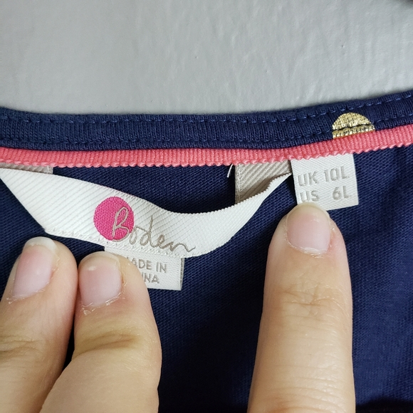 Boden Melinda Jersey Dress Navy Blue Gold Dots 6L - Picture 3 of 5